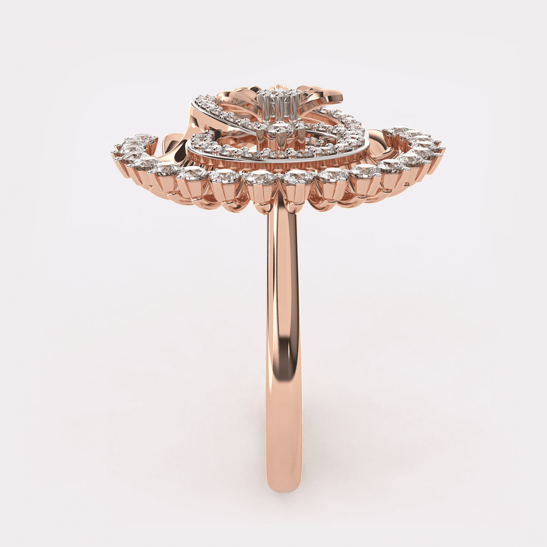 Double Circle 14k Gold Diamond Ring