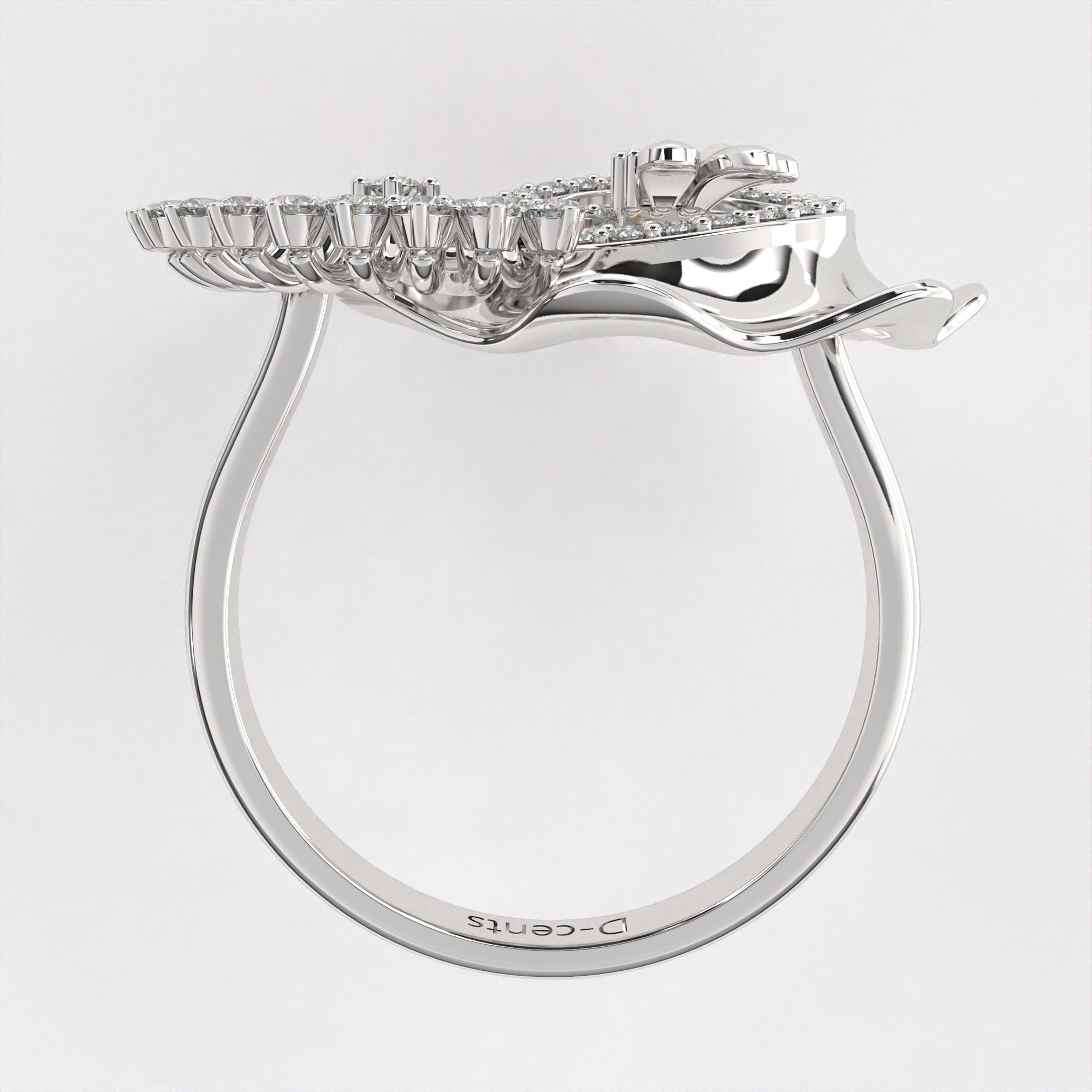 Double Circle Gold Diamond Ring in 925 Silver