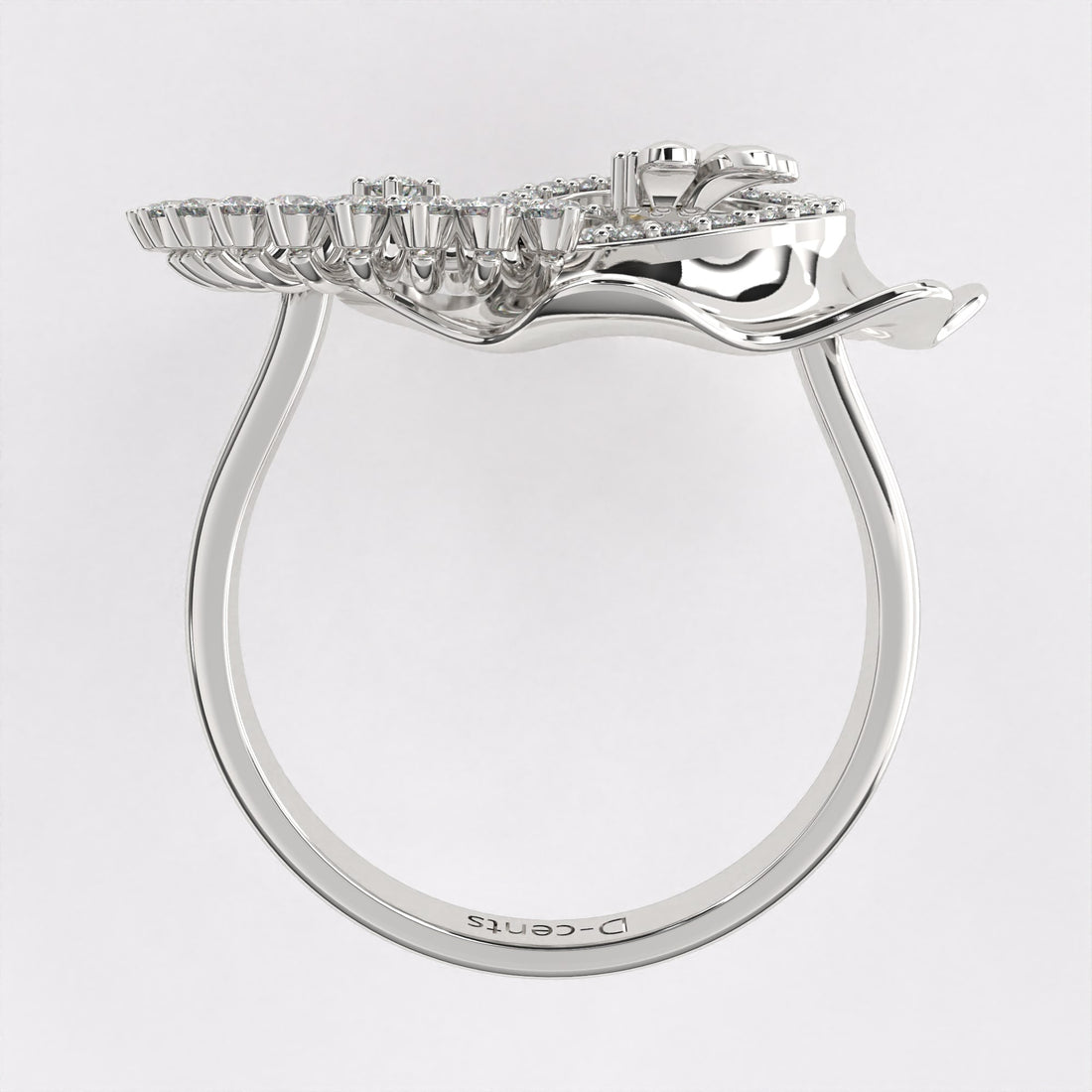 Double Circle Gold Diamond Ring in 925 Silver