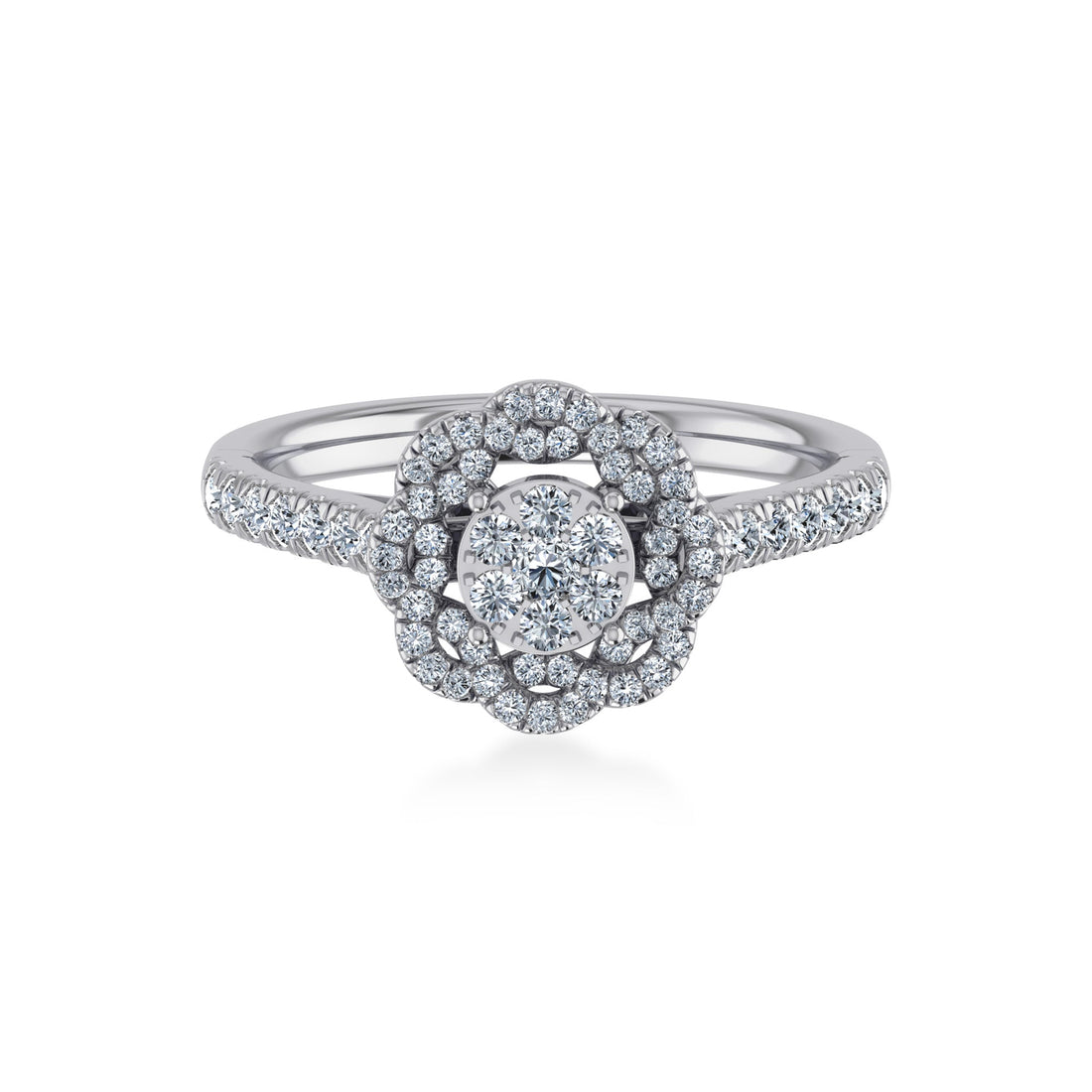 Double Halo Flower Lab-Grown Diamond Ring 7