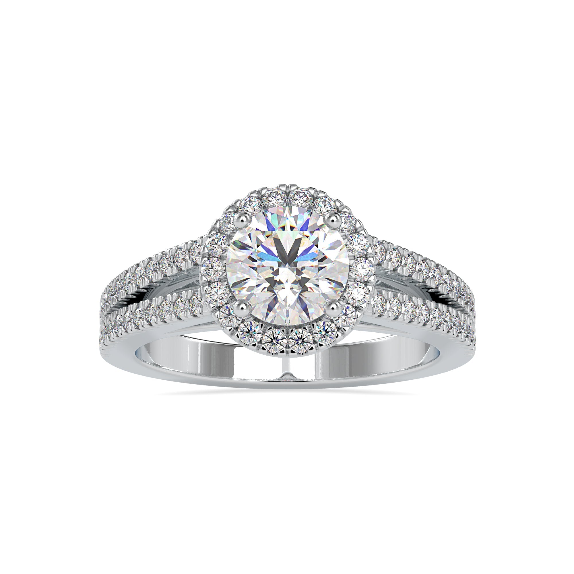 Double Row Diamond Halo Diamond Ring 4
