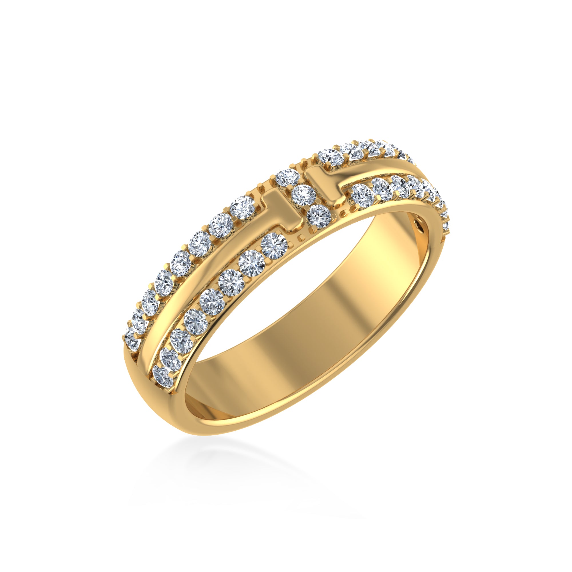Double Row Lab-Grown Diamond Bar Band Ring 2