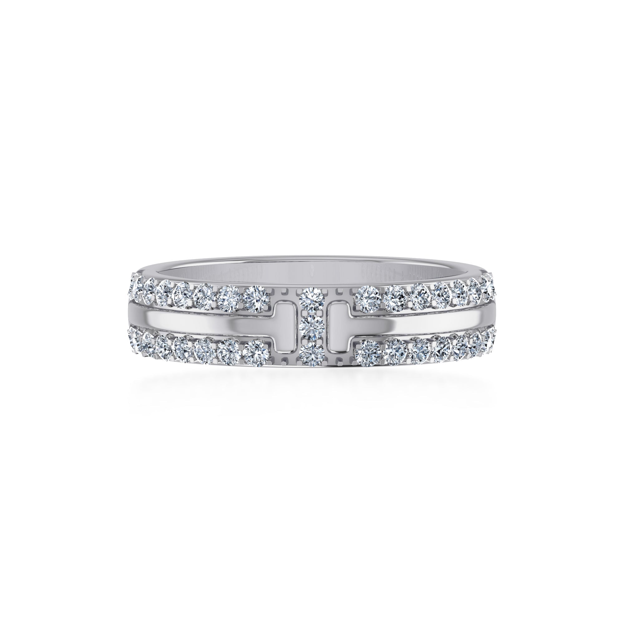 Double Row Lab-Grown Diamond Bar Band Ring 7