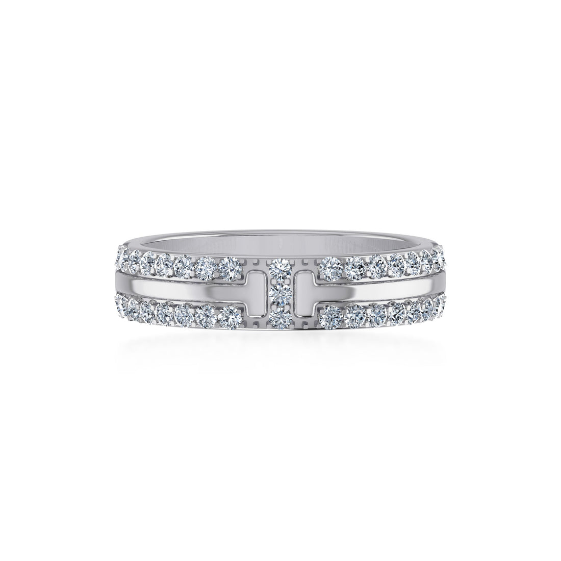 Double Row Lab-Grown Diamond Bar Band Ring 7