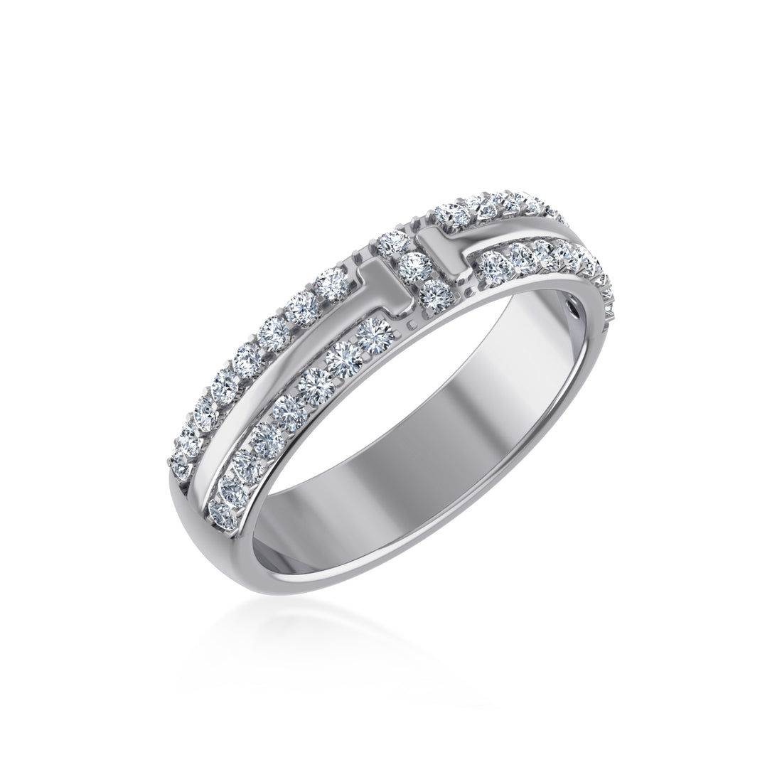 Double Row Lab-Grown Diamond Bar Band Ring 8