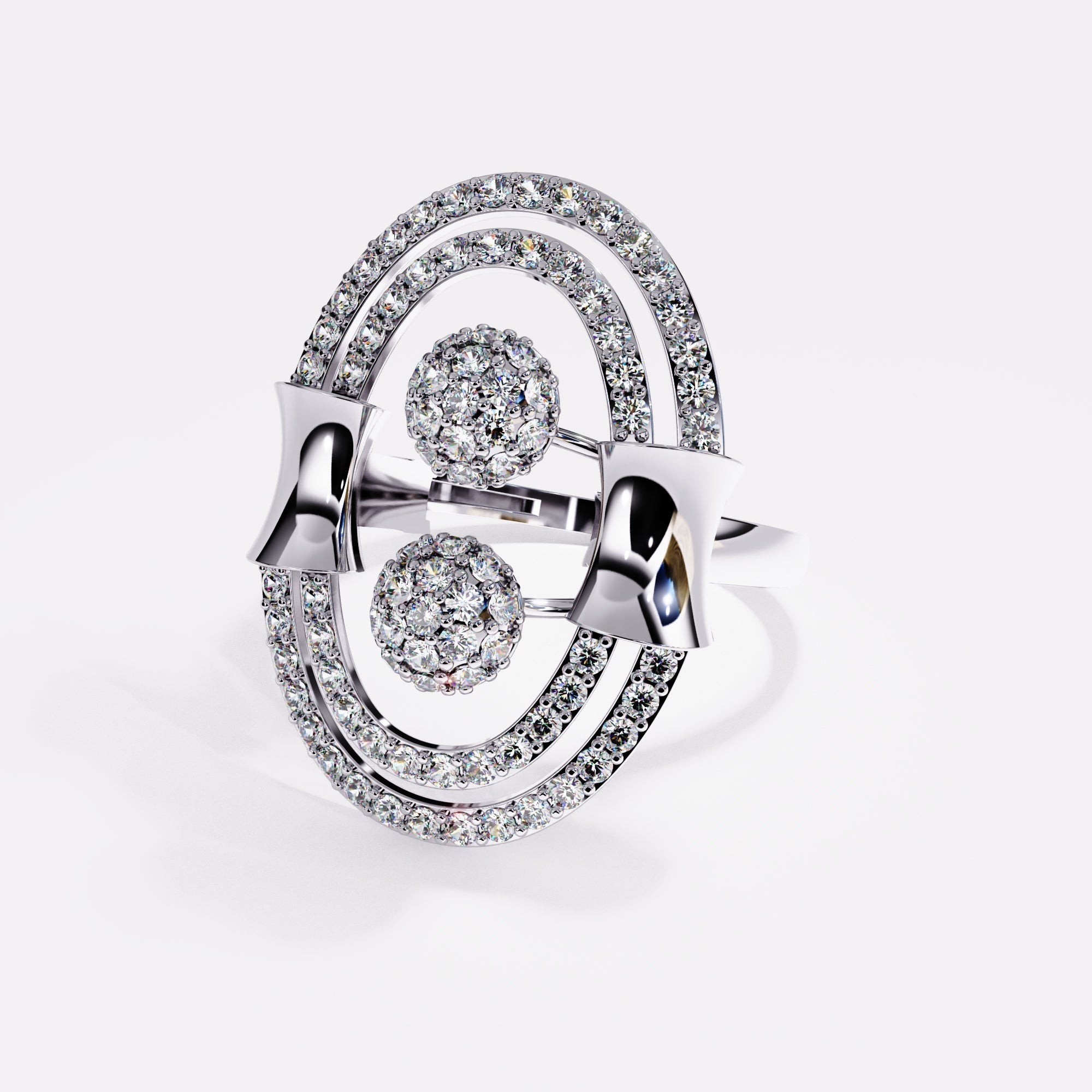 Double layer Diamond Ring in 925 Silver