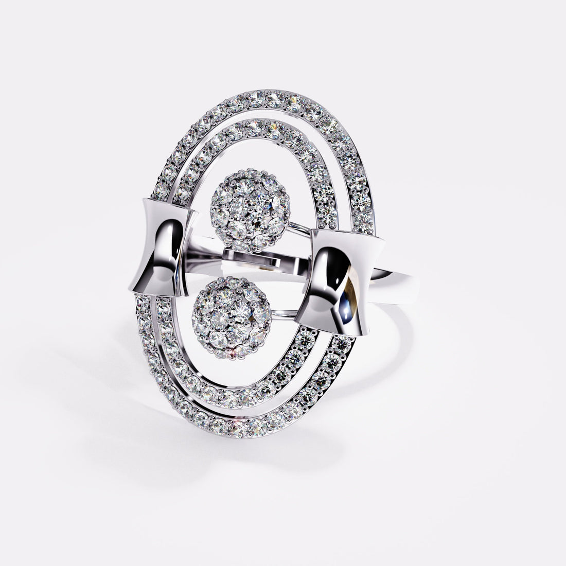 Double layer Diamond Ring in 925 Silver