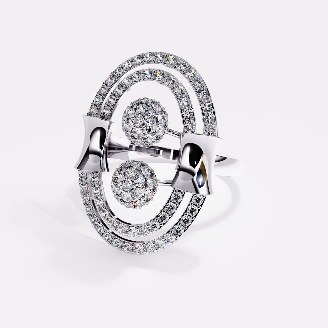 Double layer Diamond Ring in 925 Silver