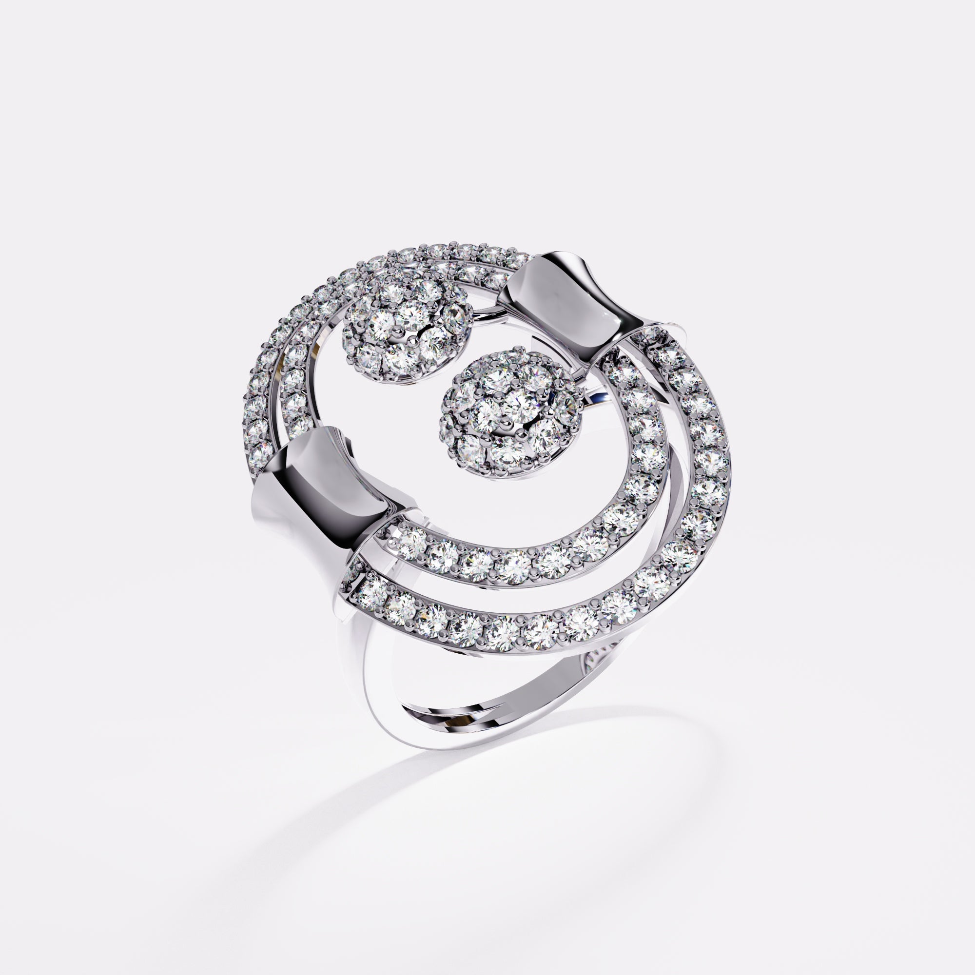 Double layer Diamond Ring in 925 Silver