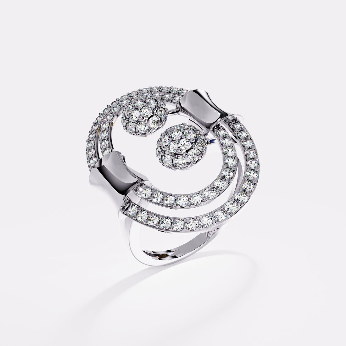 Double layer Diamond Ring in 925 Silver