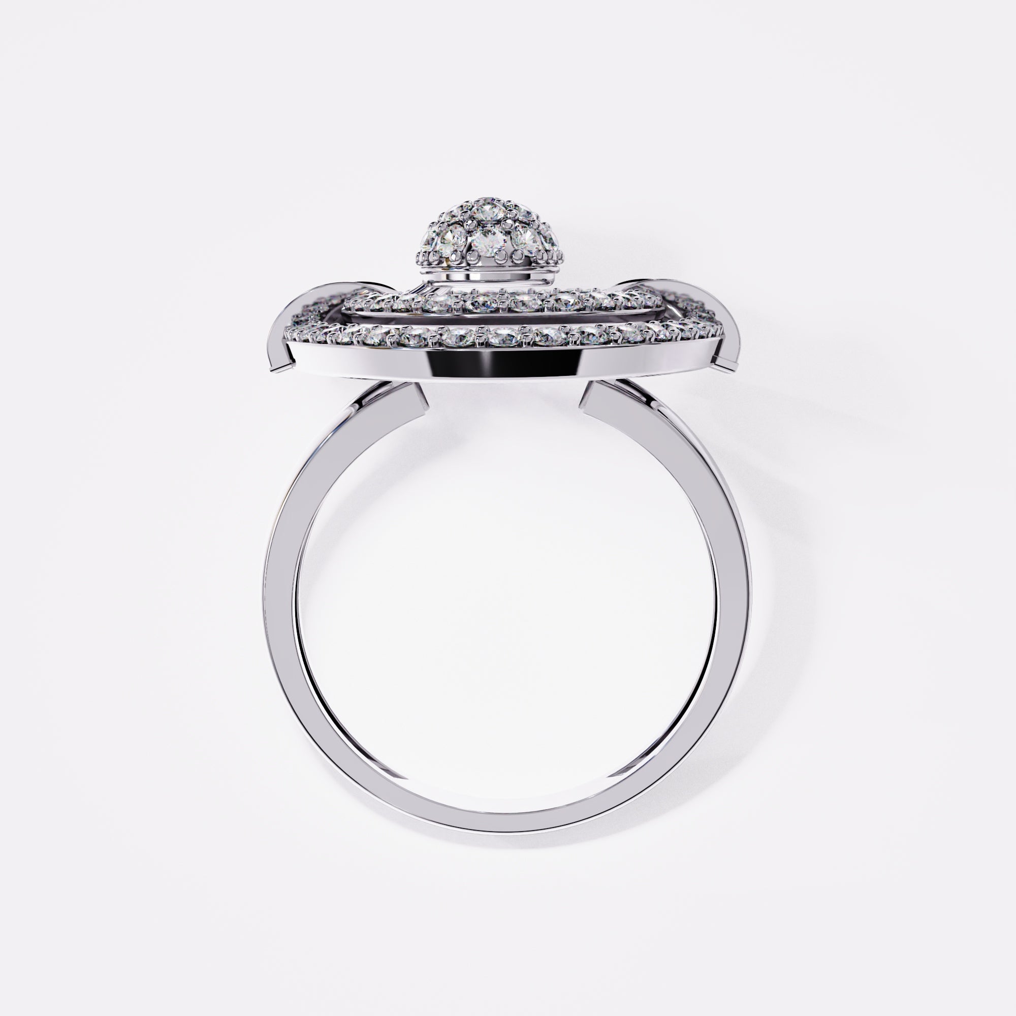 Double layer Diamond Ring in 925 Silver