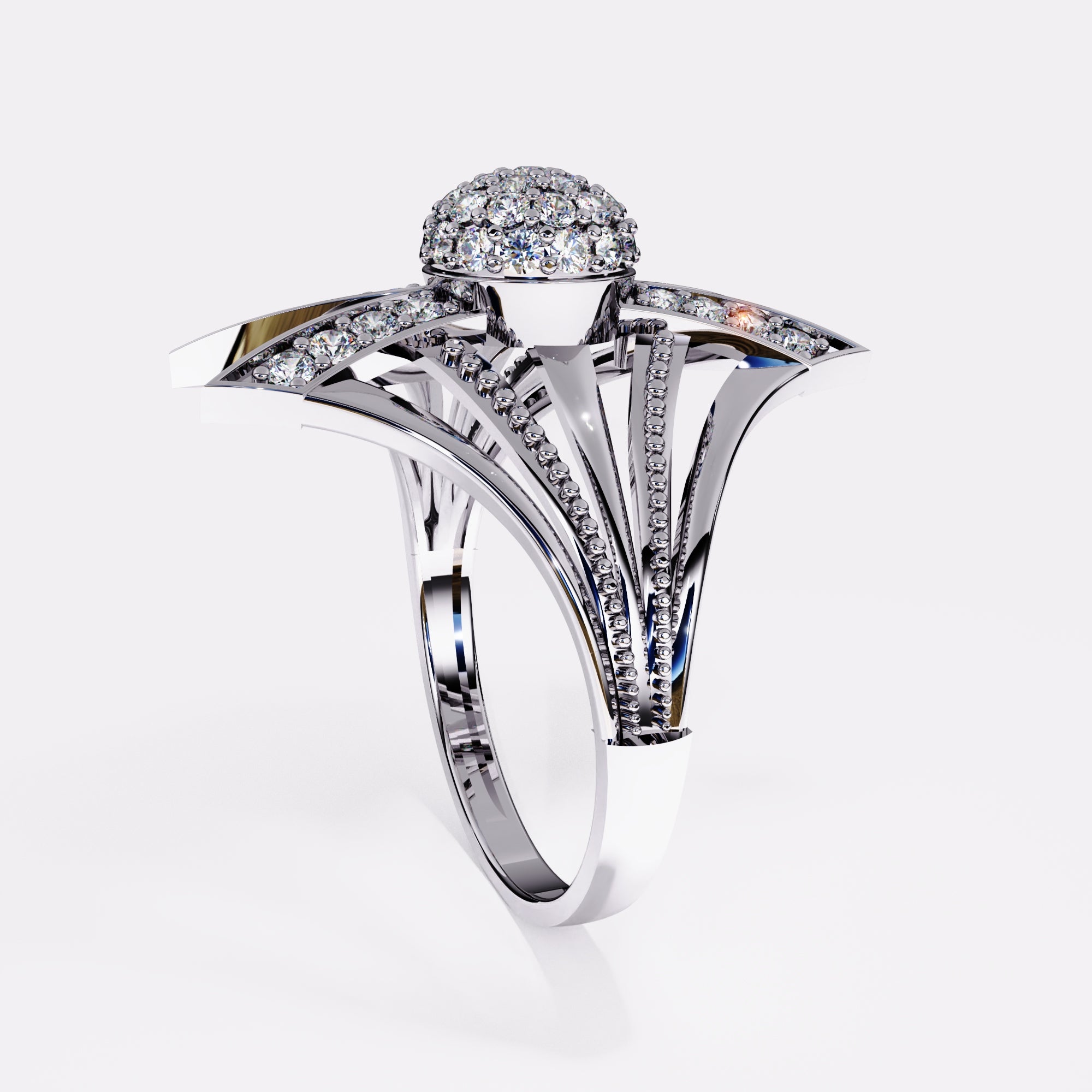 Double waves Diamond Ring