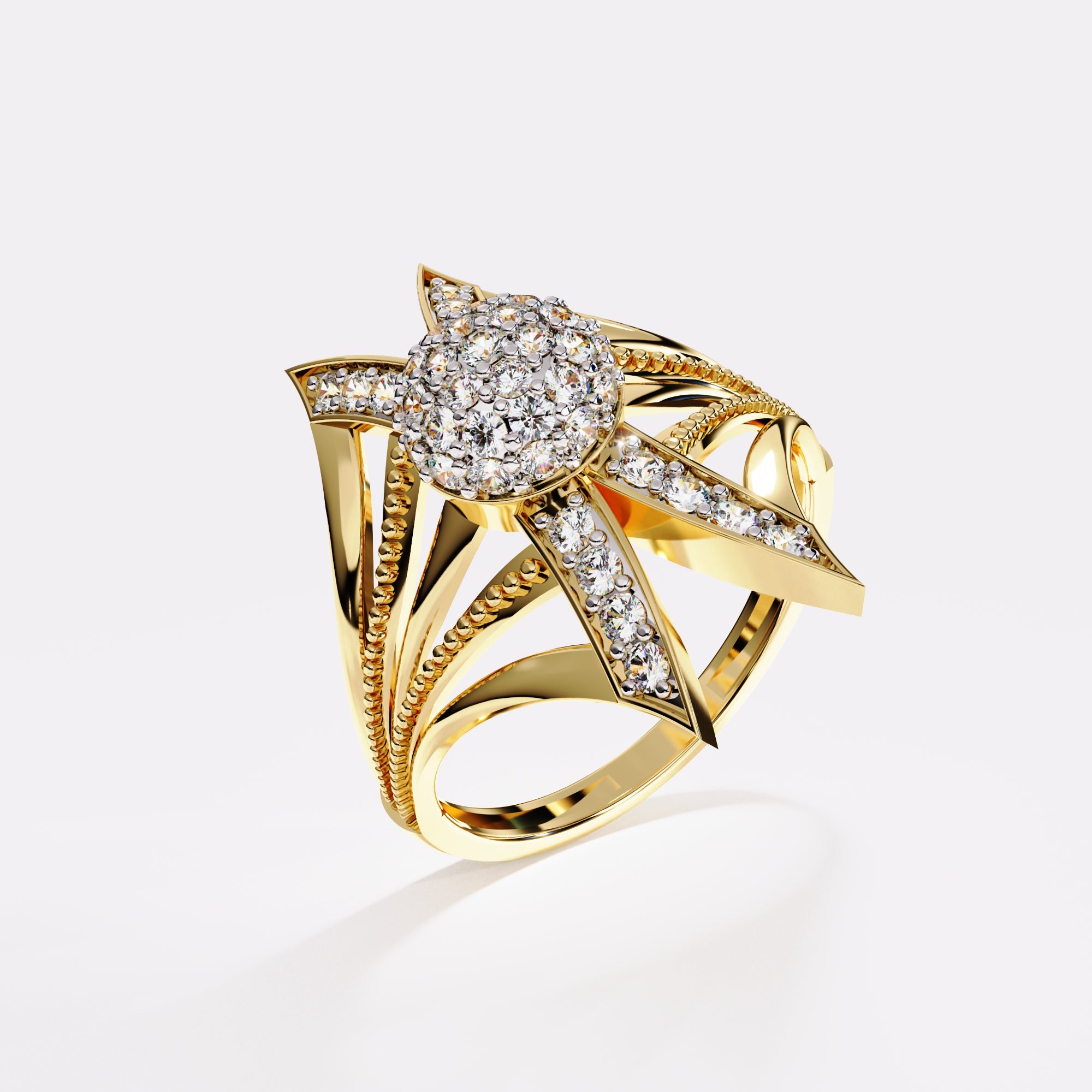 Double waves Diamond Ring