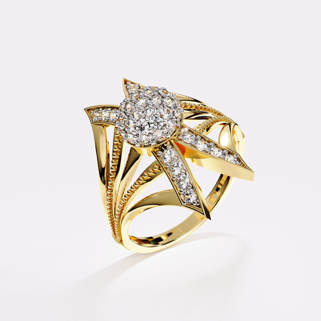 Double waves Diamond Ring