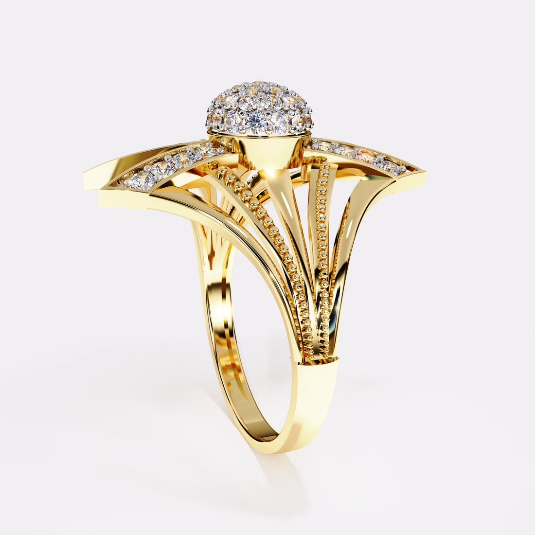 Double waves Diamond Ring