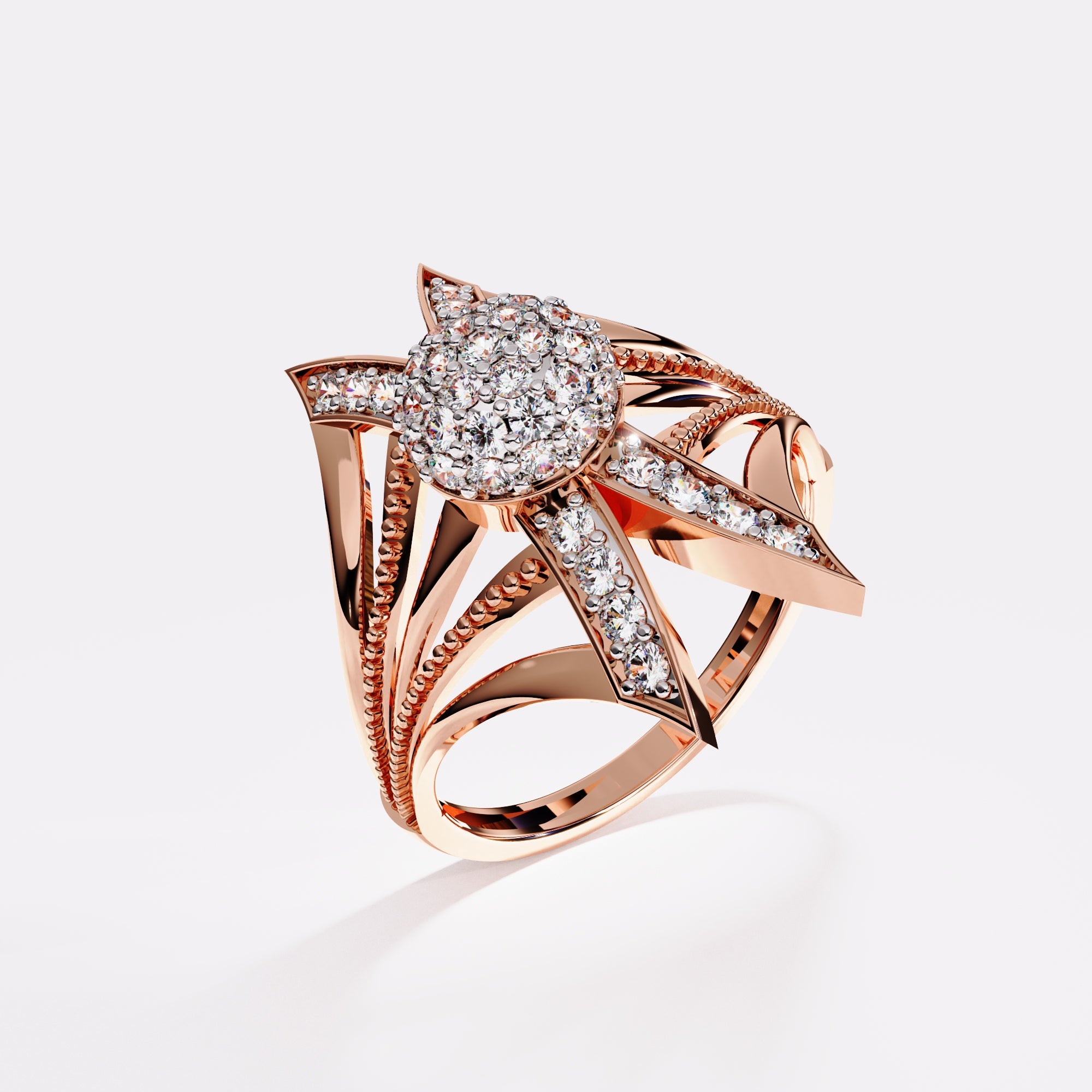 Double waves Diamond Ring