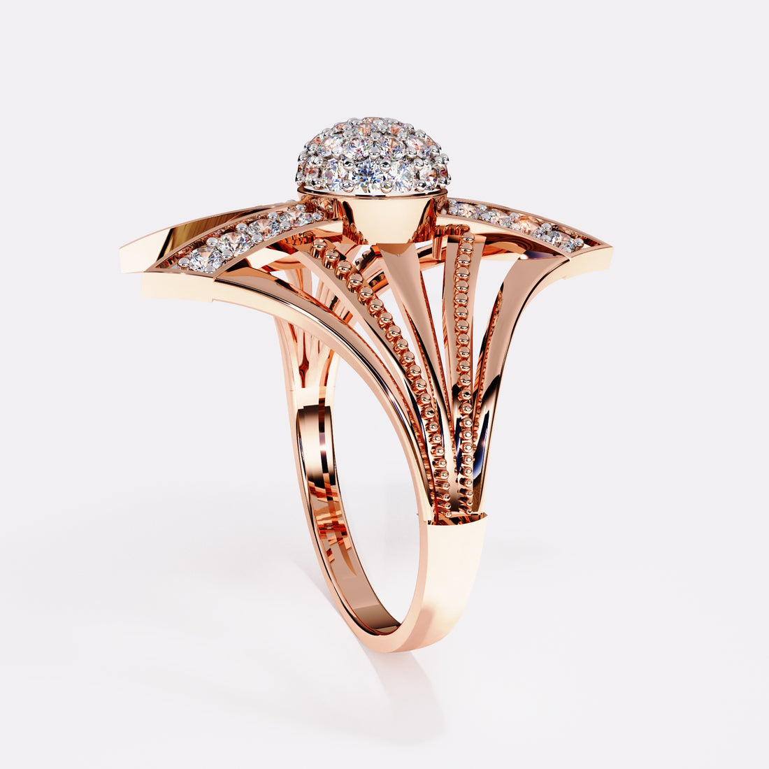 Double waves Diamond Ring