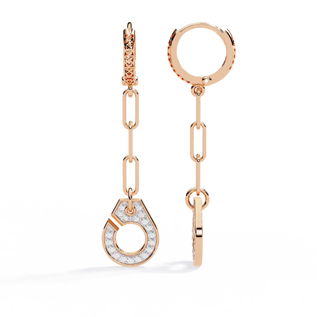 Drop Chain Earrings with Lab Grown Diamonds