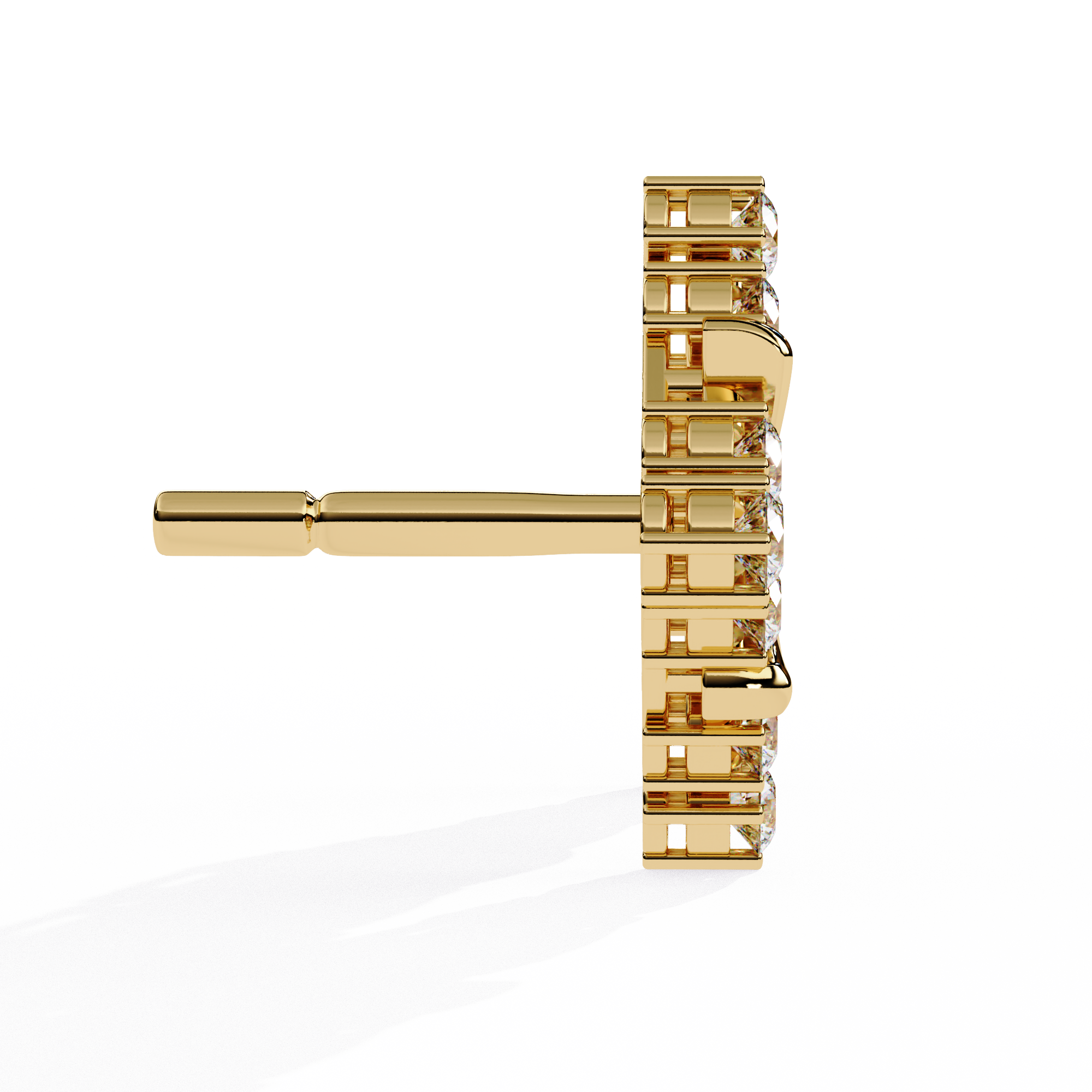 Lab Grown Diamond Floral Stud Earrings – Gold Square Cluster Design