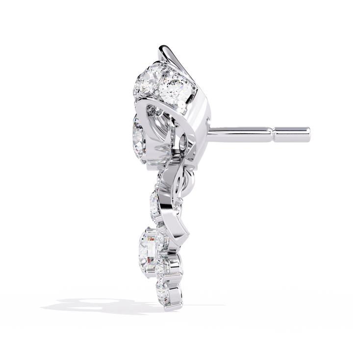 925 silver Lab Grown Diamond Bow Earrings – Gold Floral Drop Studs