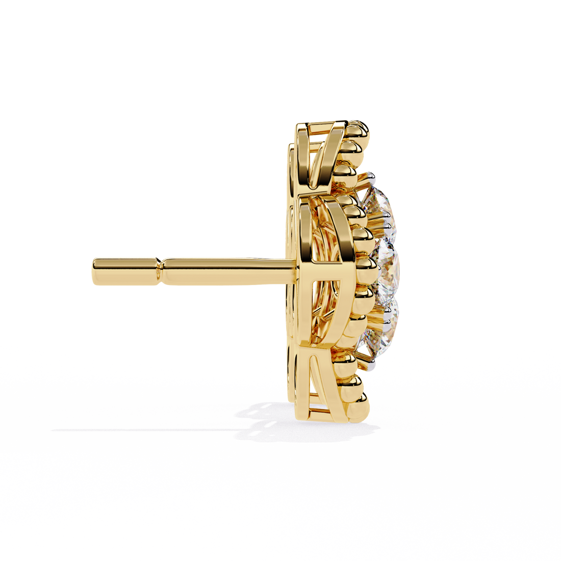 Gold Clover Diamond Stud Earrings – Lab Grown Diamond Jewelry