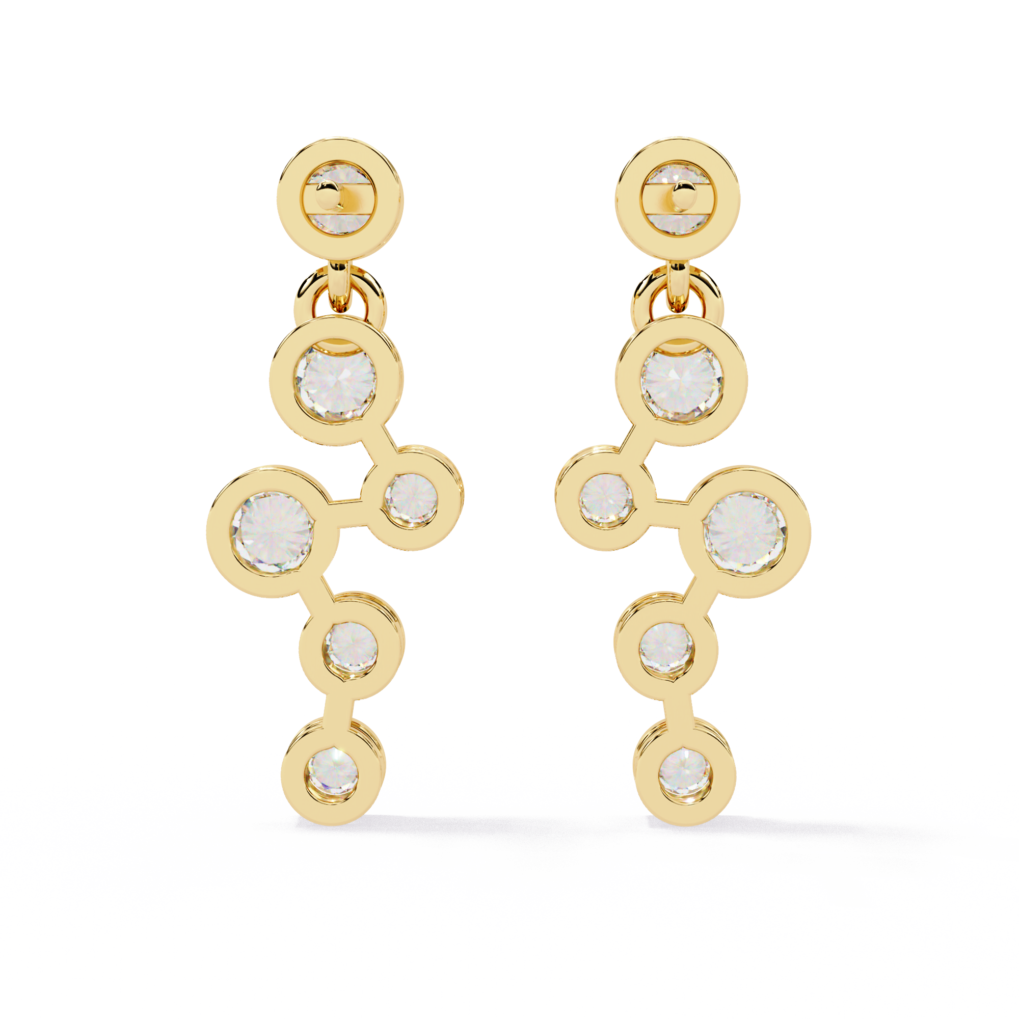 Elegant Bezel Set Statement Modern Cluster Lab Grown Diamond Drop Earrings
