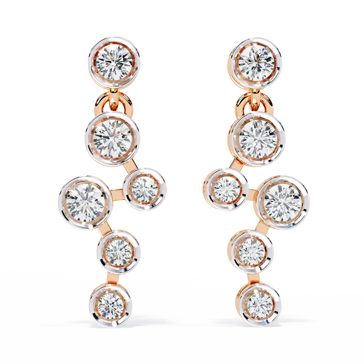 Elegant Bezel Set Statement Modern Cluster Lab Grown Diamond Drop Earrings
