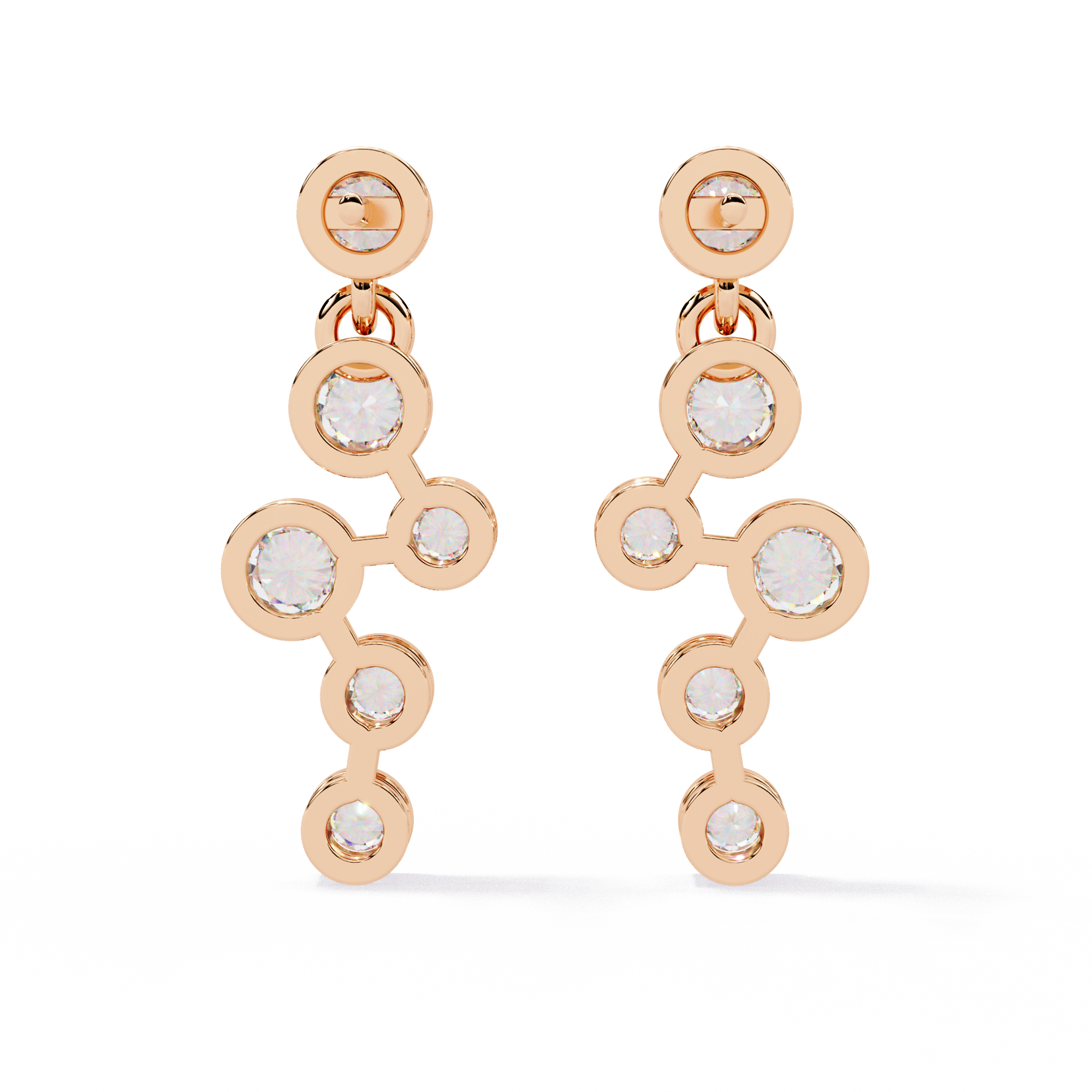 Elegant Bezel Set Statement Modern Cluster Lab Grown Diamond Drop Earrings