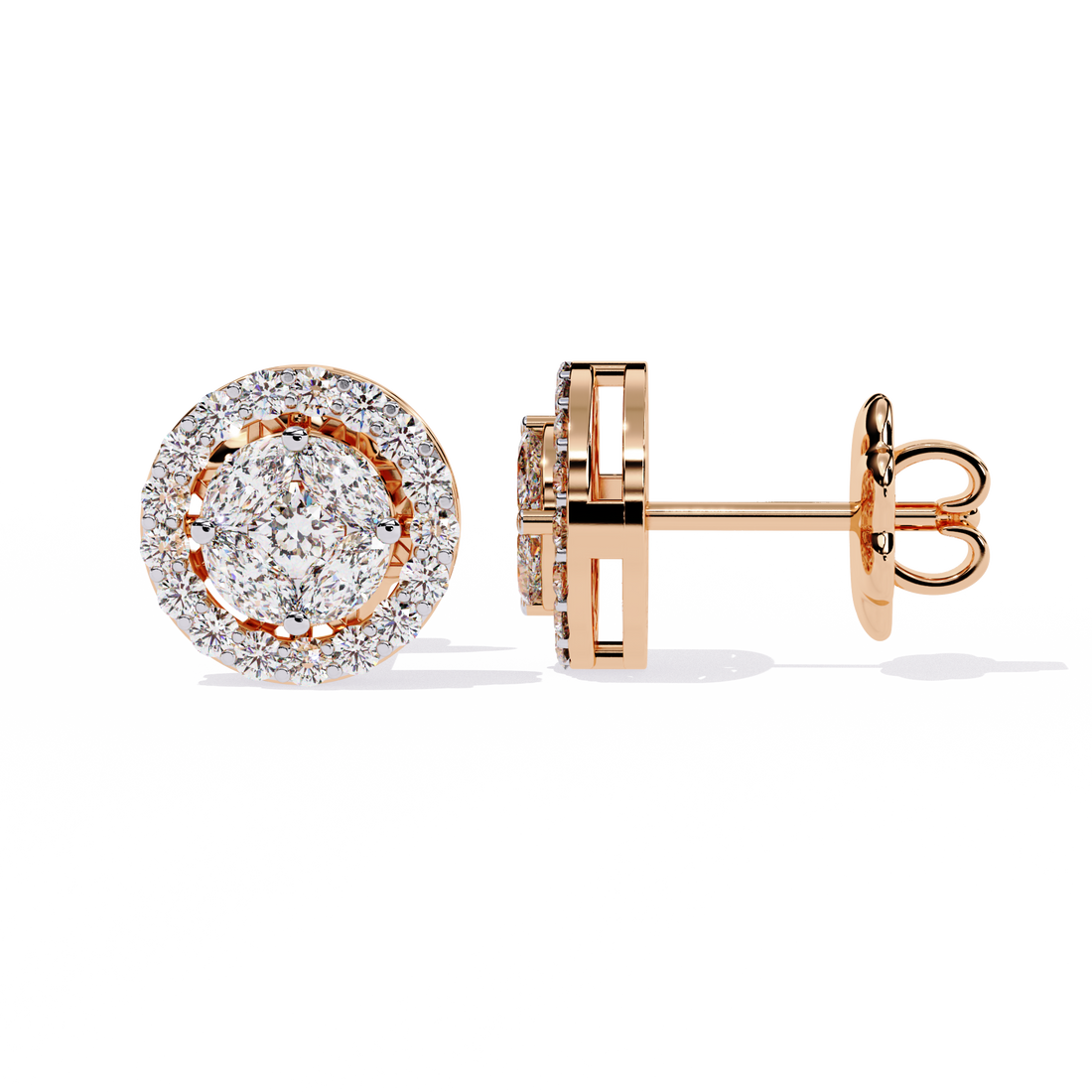 Round Solitaire with Prism Halo Studs