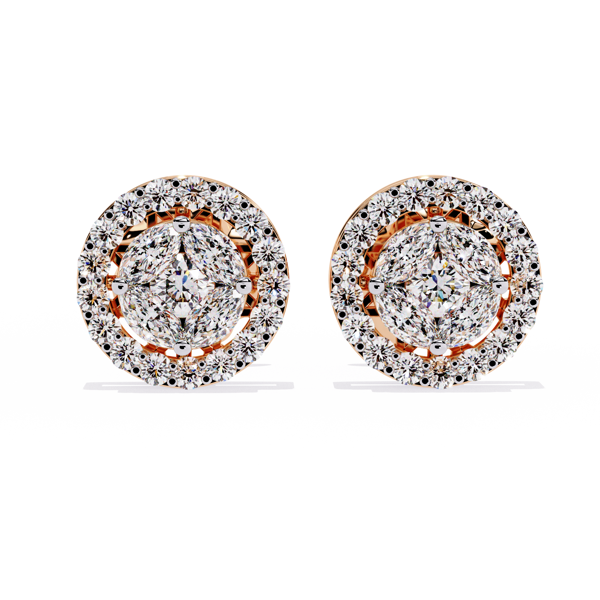 Round Solitaire with Prism Halo Studs