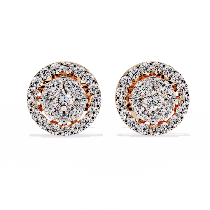 Round Solitaire with Prism Halo Studs