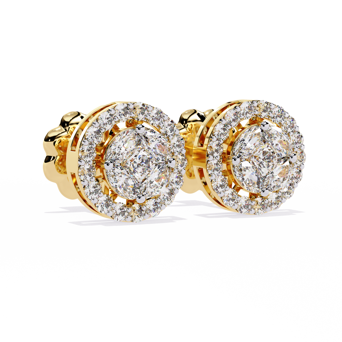 Round Solitaire with Prism Halo Studs