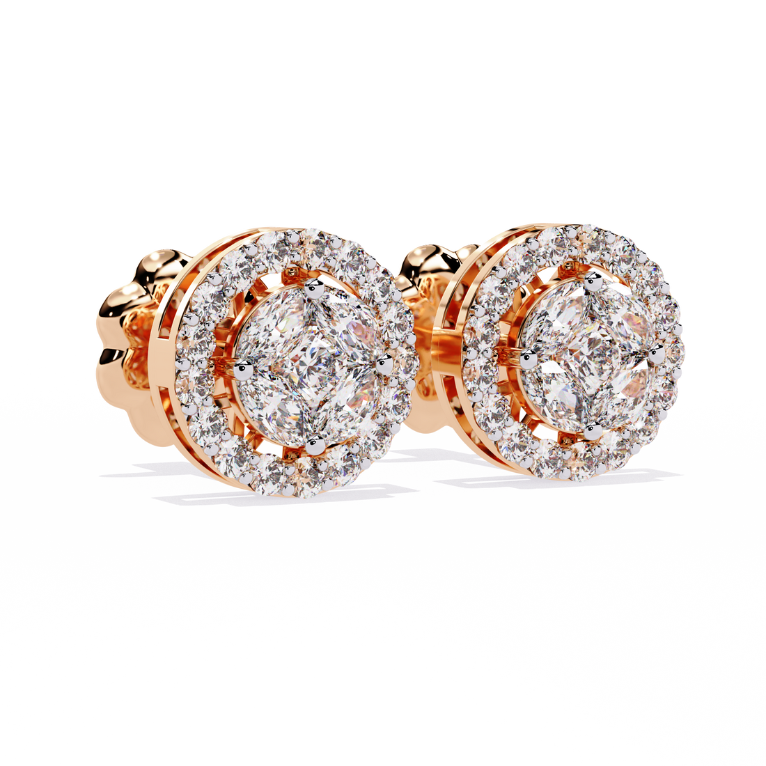 Round Solitaire with Prism Halo Studs