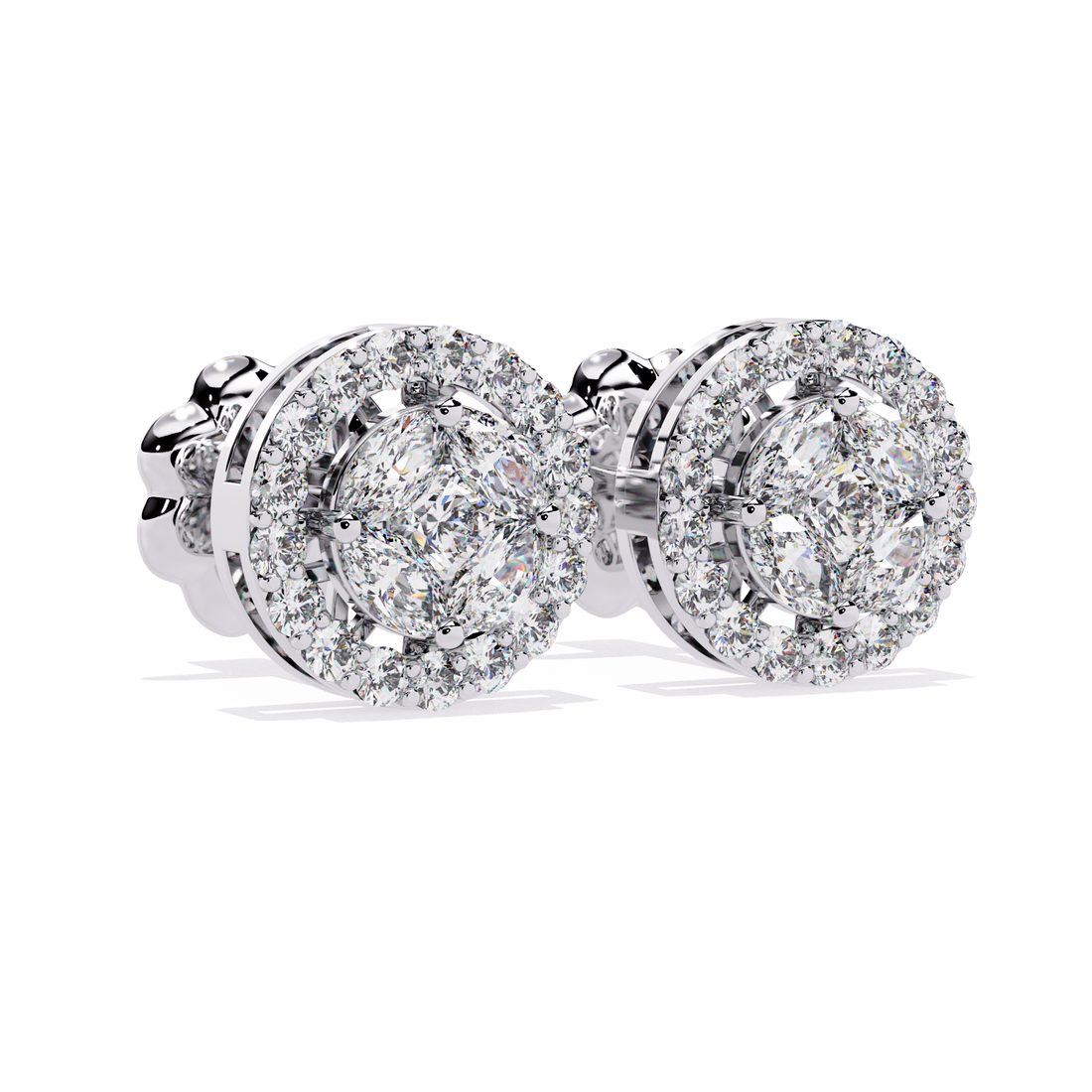 Round Solitaire with Prism Halo Studs