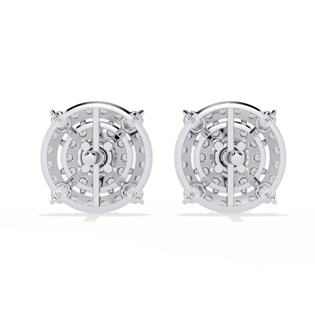 Lab Grown Round Solitaire Double Halo Studs