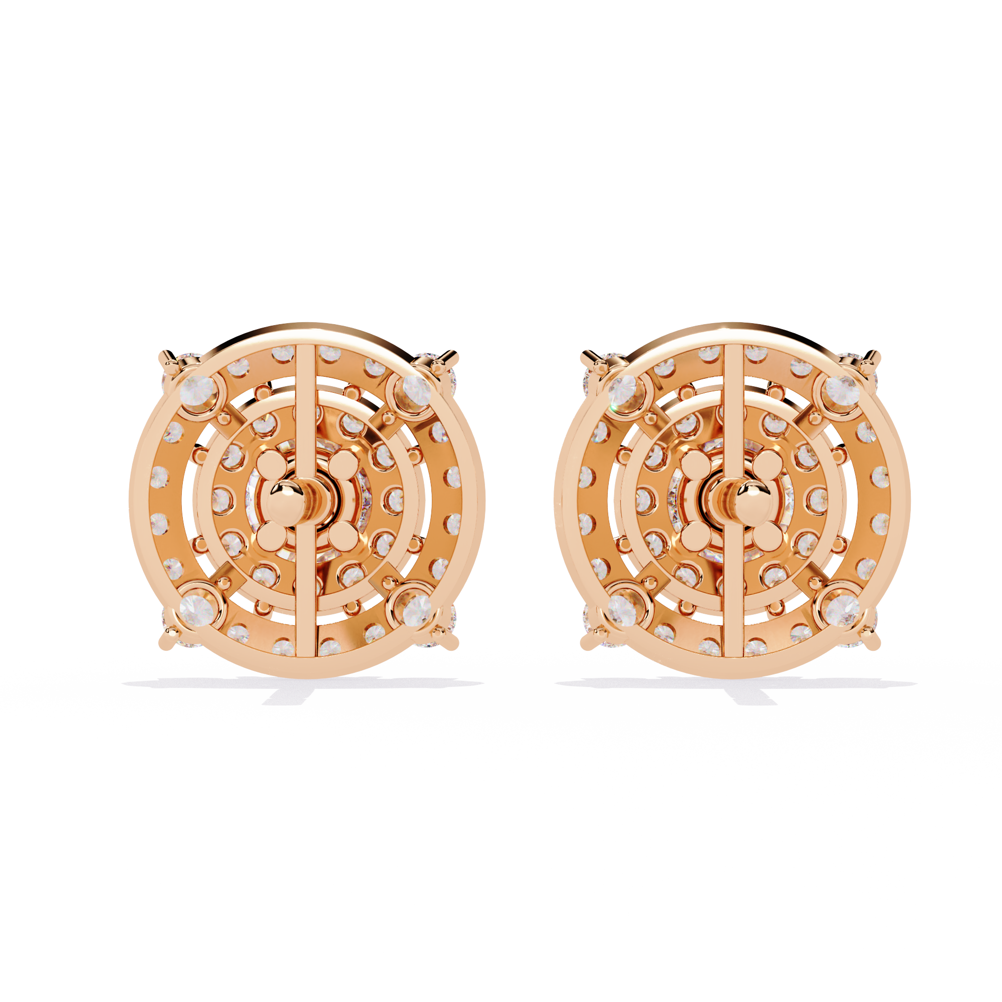 Lab Grown Round Solitaire Double Halo Studs