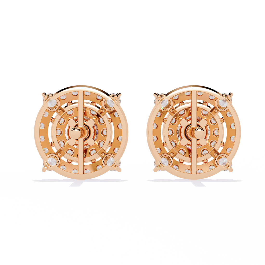 Lab Grown Round Solitaire Double Halo Studs