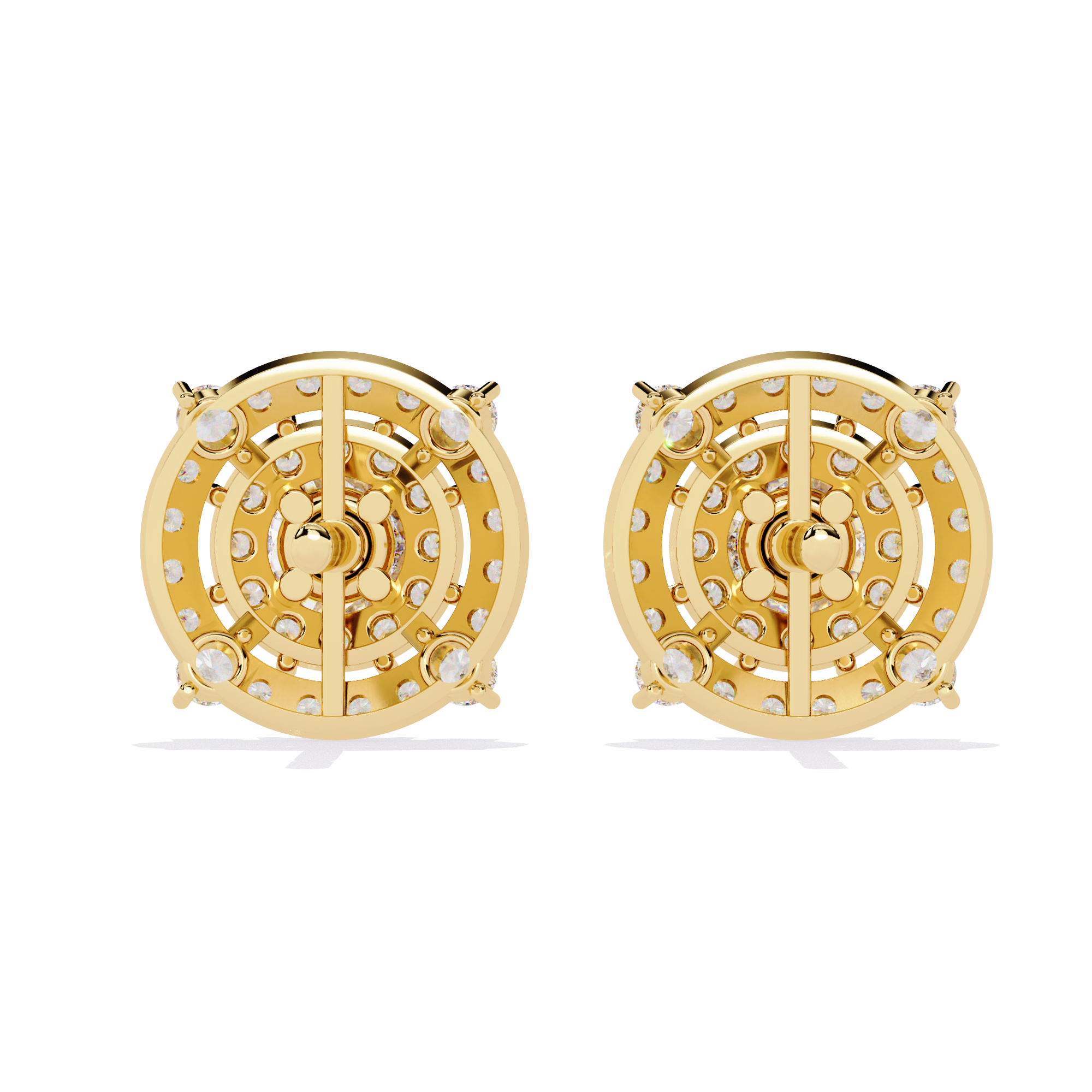 Lab Grown Round Solitaire Double Halo Studs