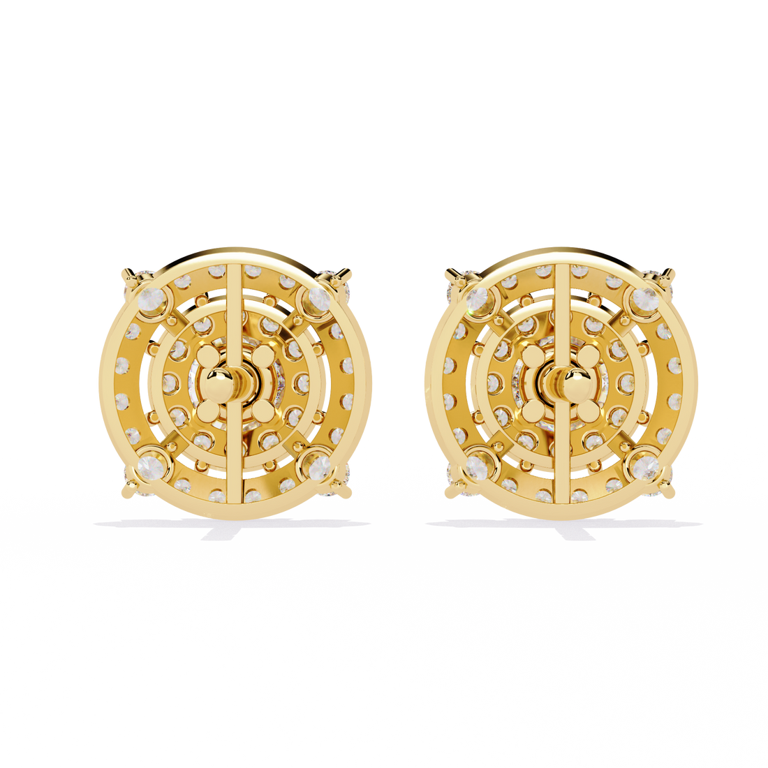 Lab Grown Round Solitaire Double Halo Studs