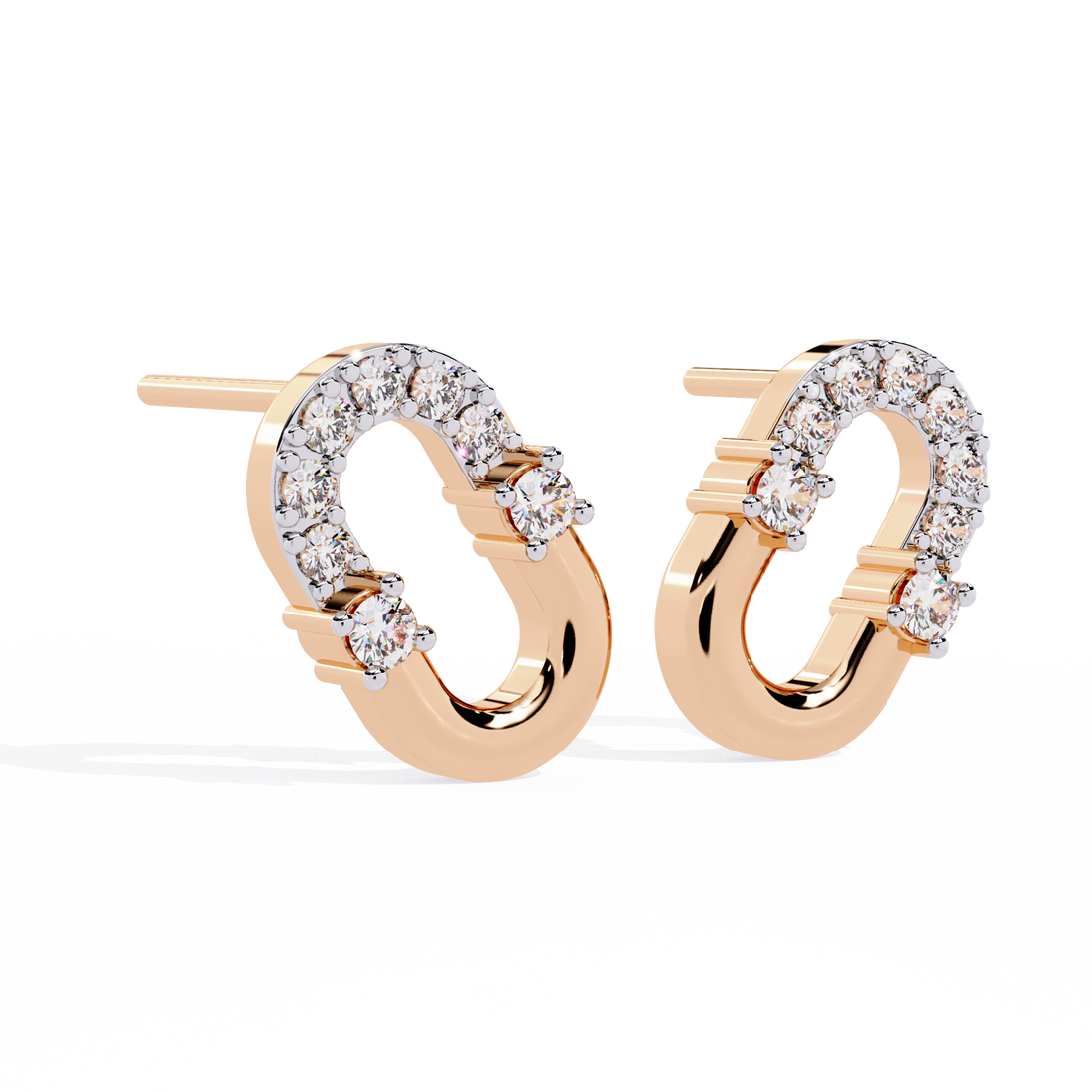 Oval Link Diamond Stud Earrings