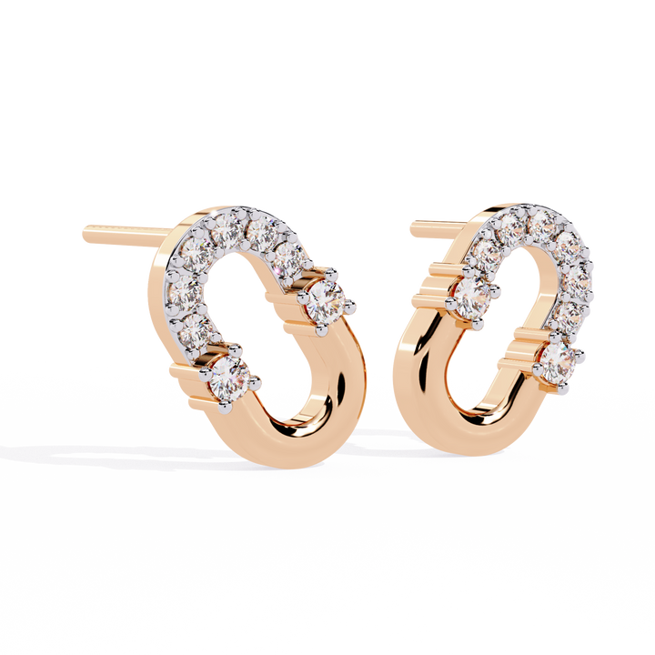 Oval Link Diamond Stud Earrings