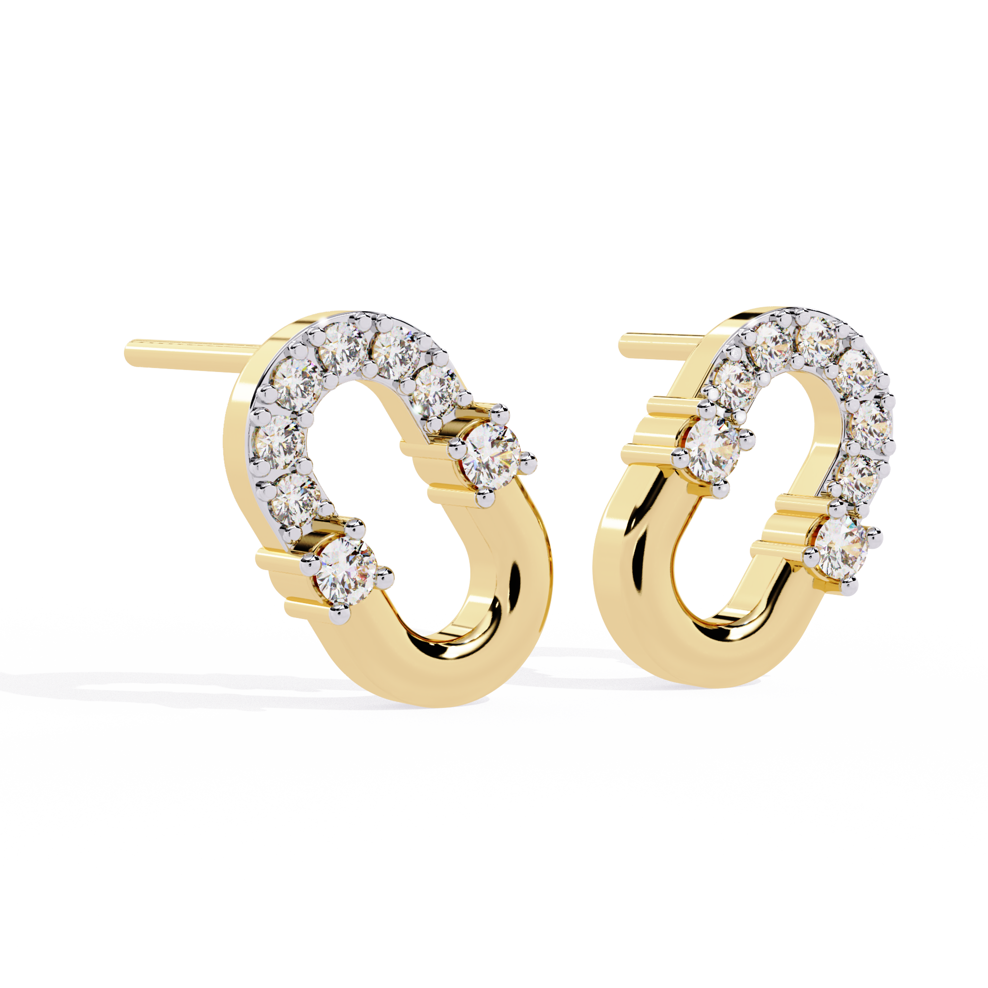 Oval Link Diamond Stud Earrings