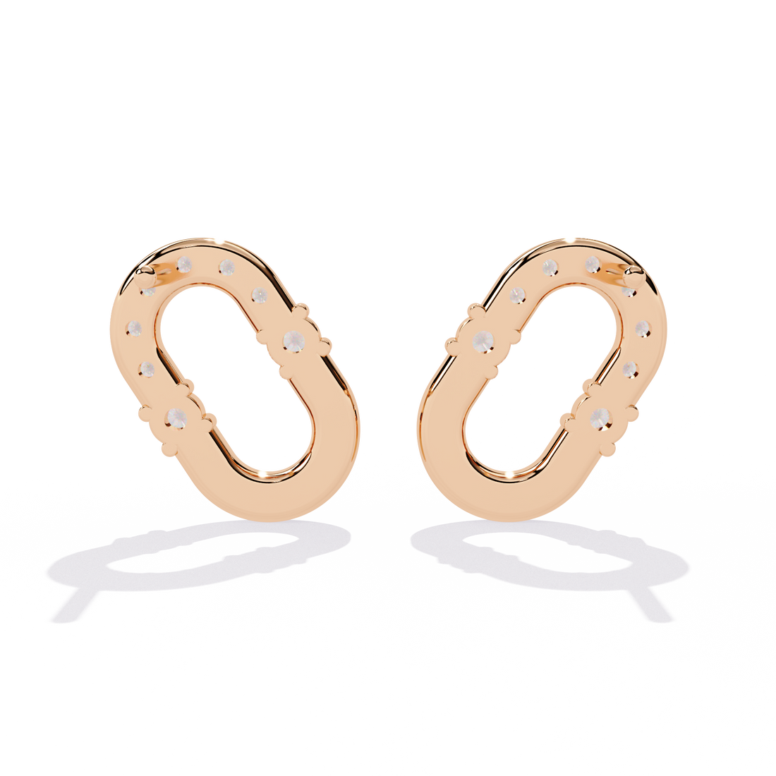 Oval Link Diamond Stud Earrings