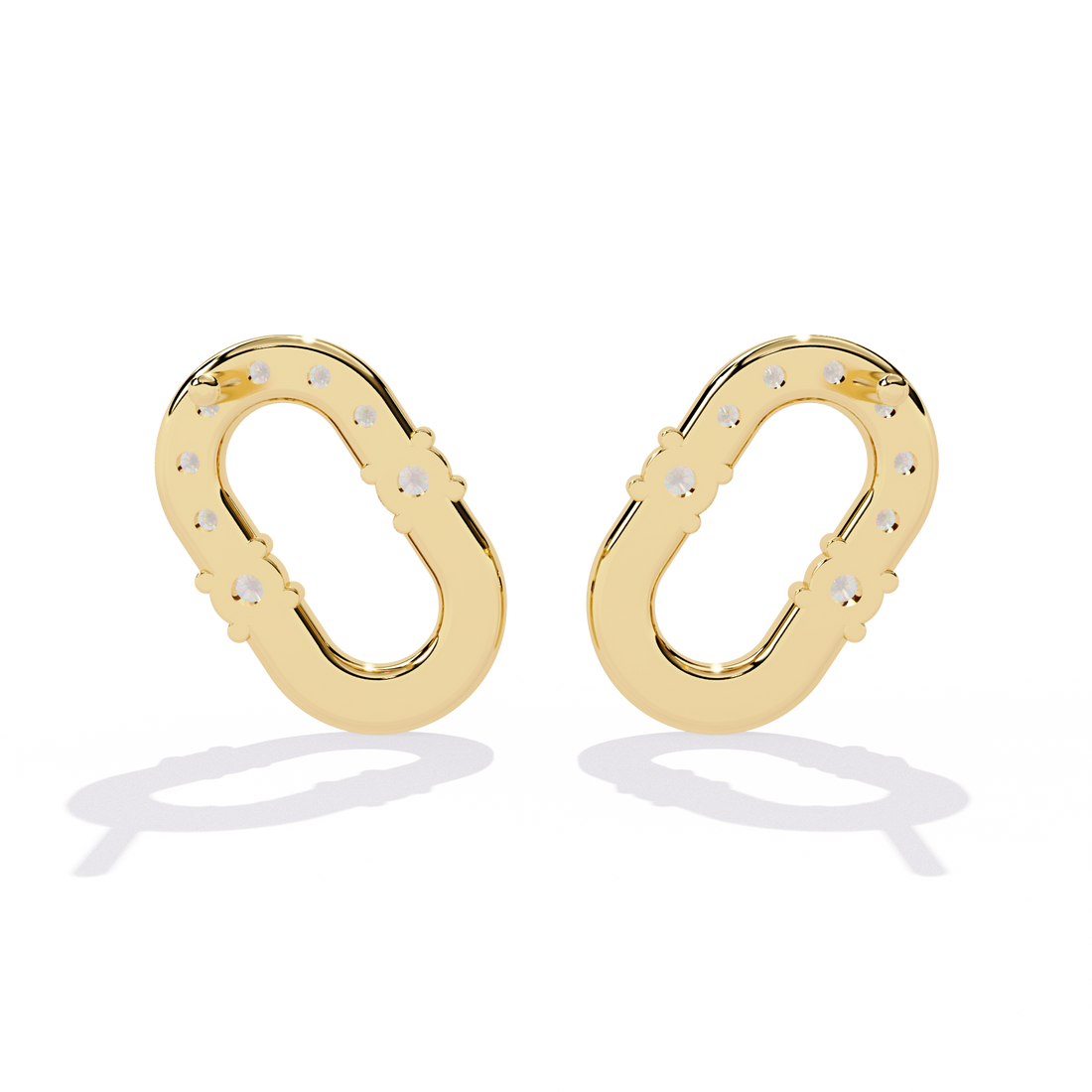 Oval Link Diamond Stud Earrings