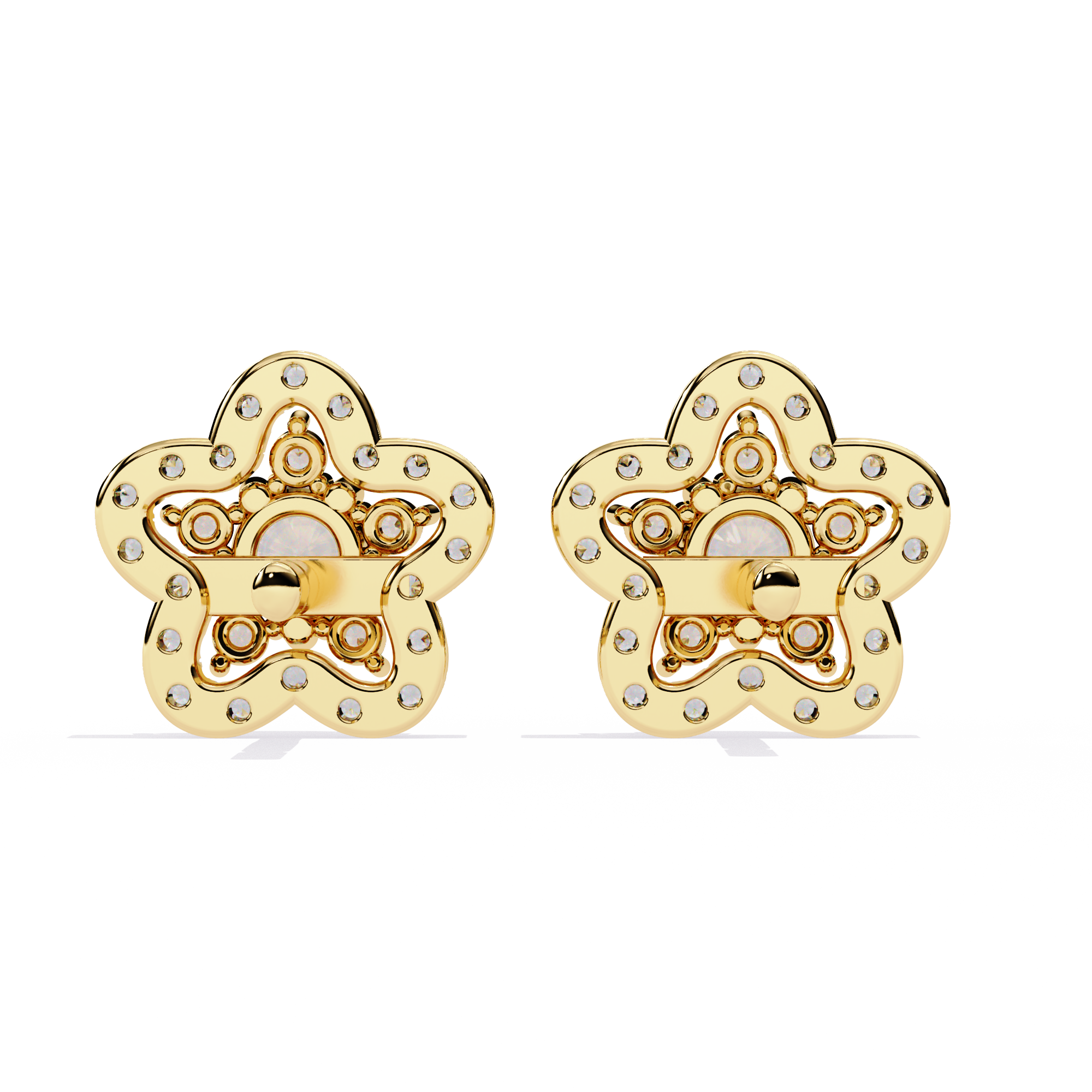 Floral Lab Grown Diamond Stud Earrings