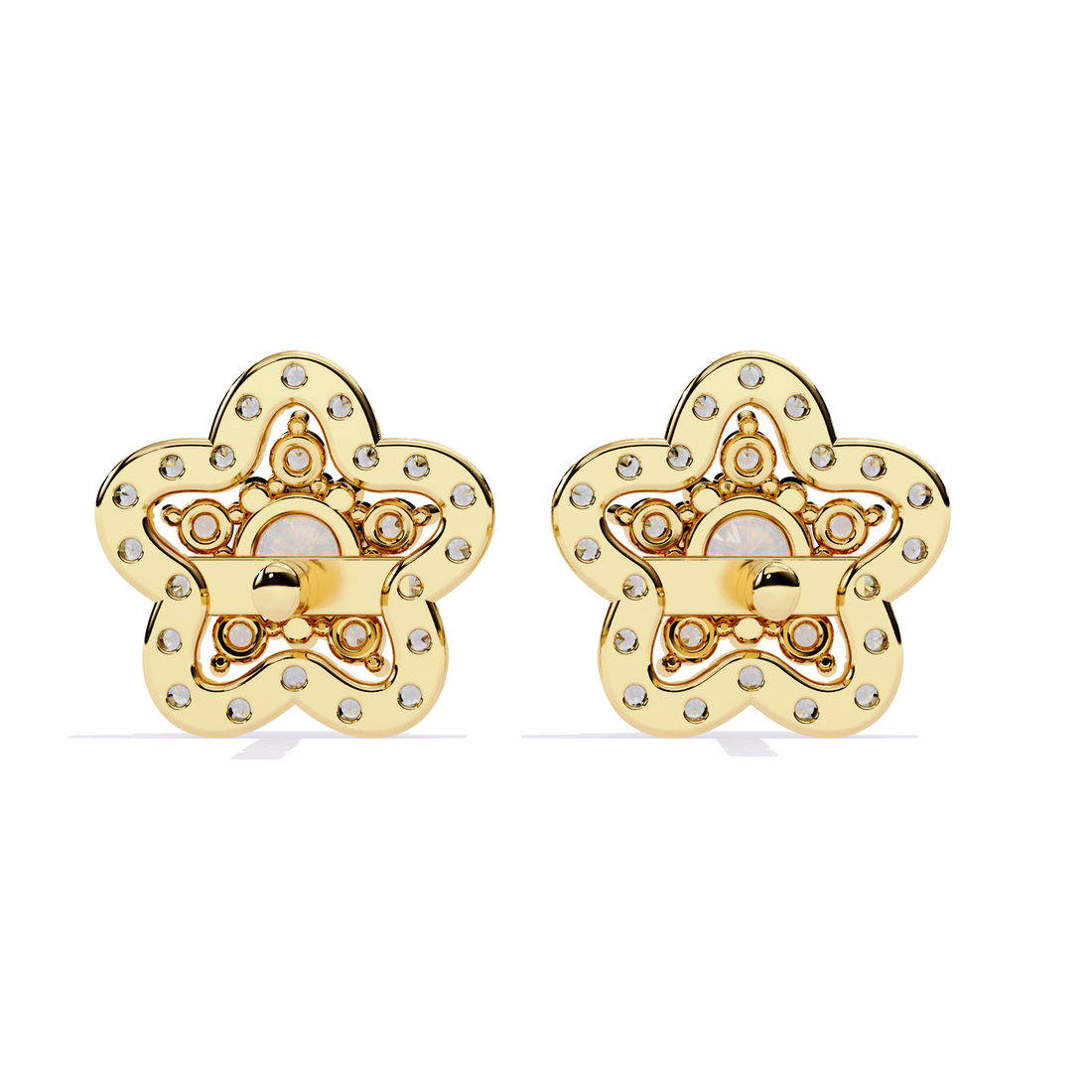 Floral Lab Grown Diamond Stud Earrings