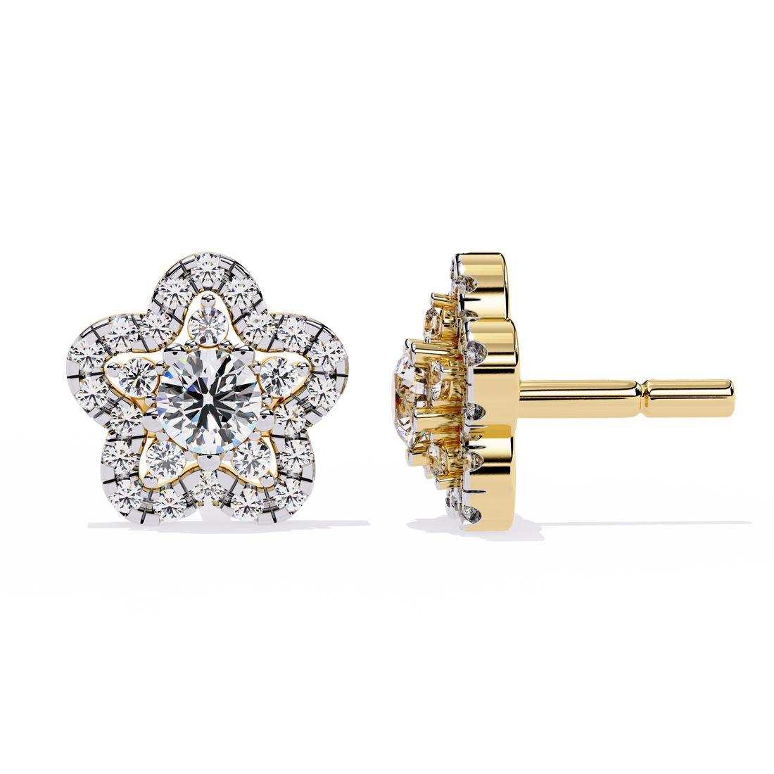 Floral Lab Grown Diamond Stud Earrings
