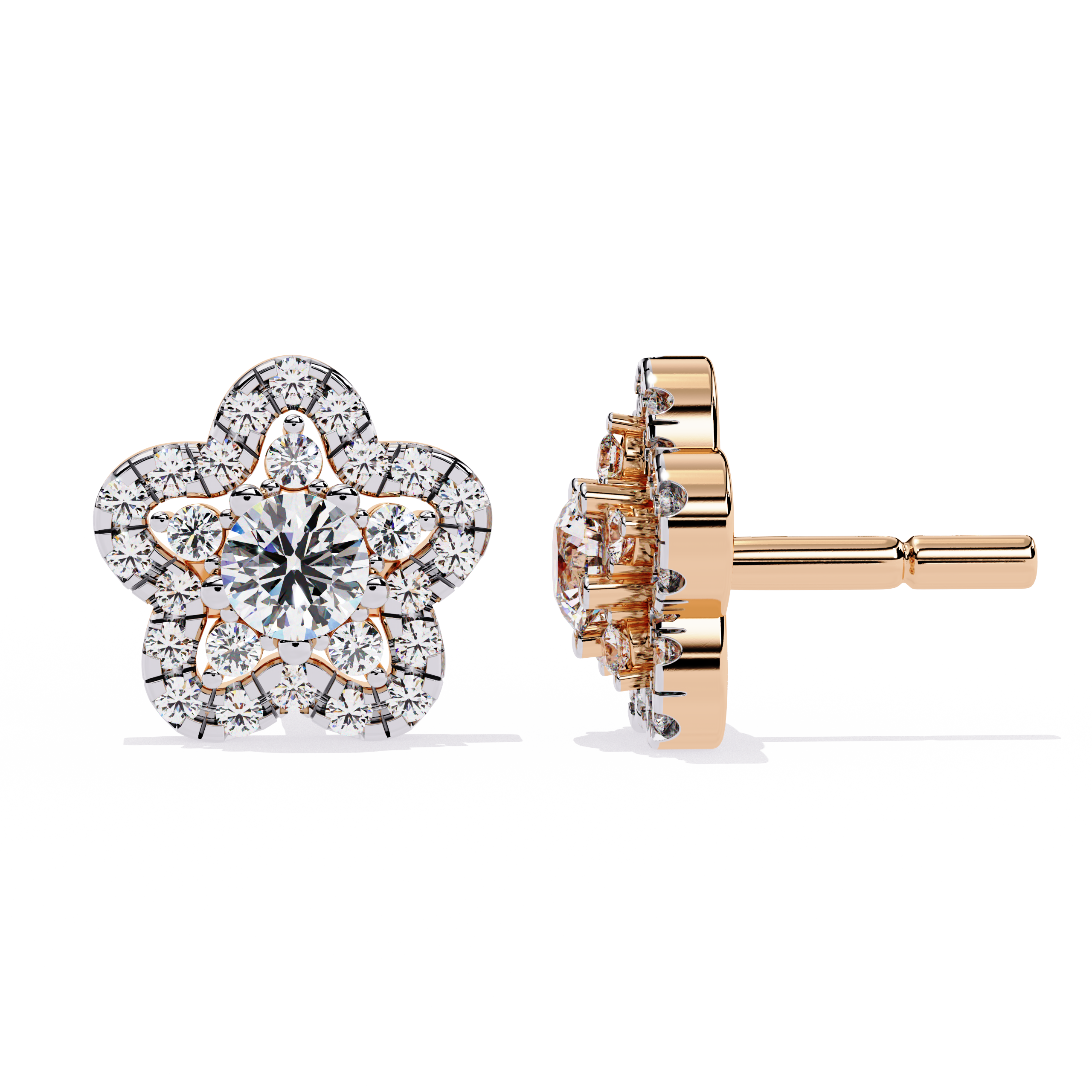 Floral Lab Grown Diamond Stud Earrings