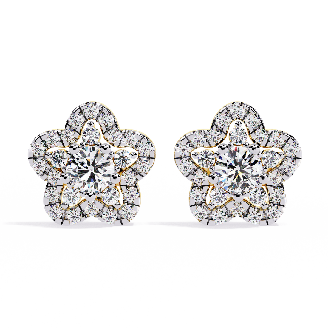 Floral Lab Grown Diamond Stud Earrings