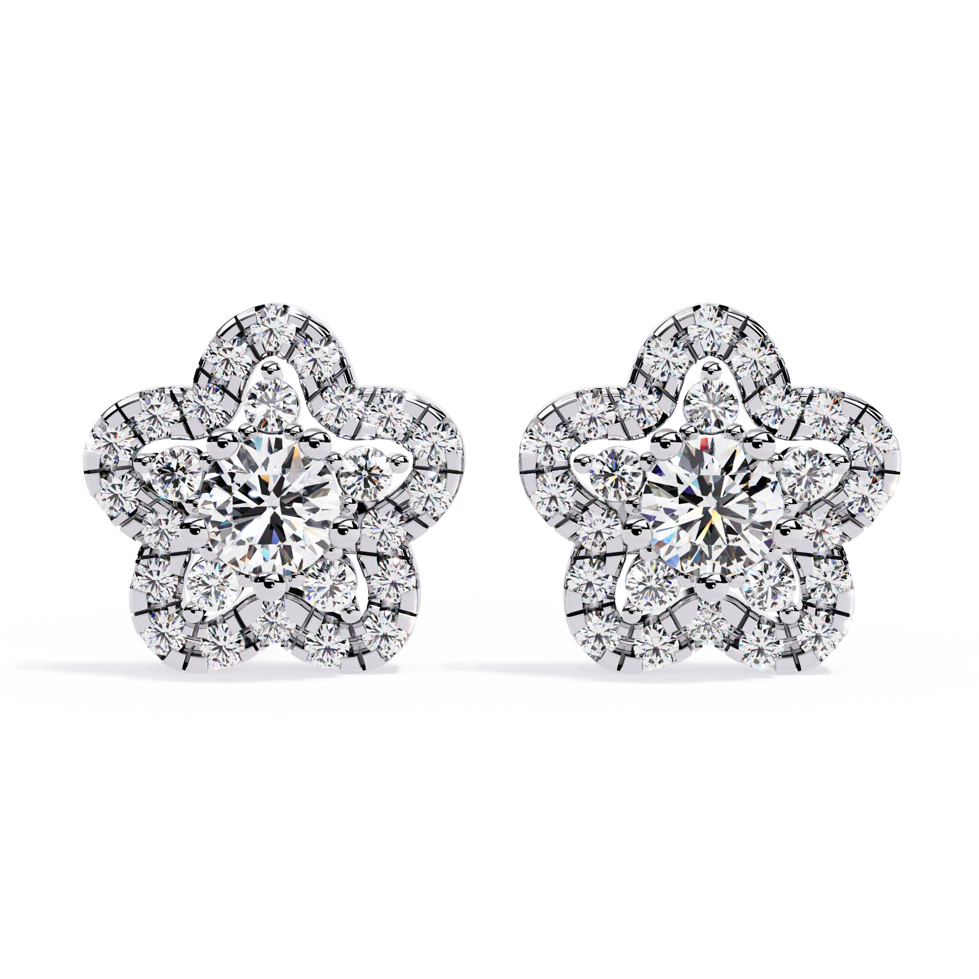 Floral Lab Grown Diamond Stud Earrings